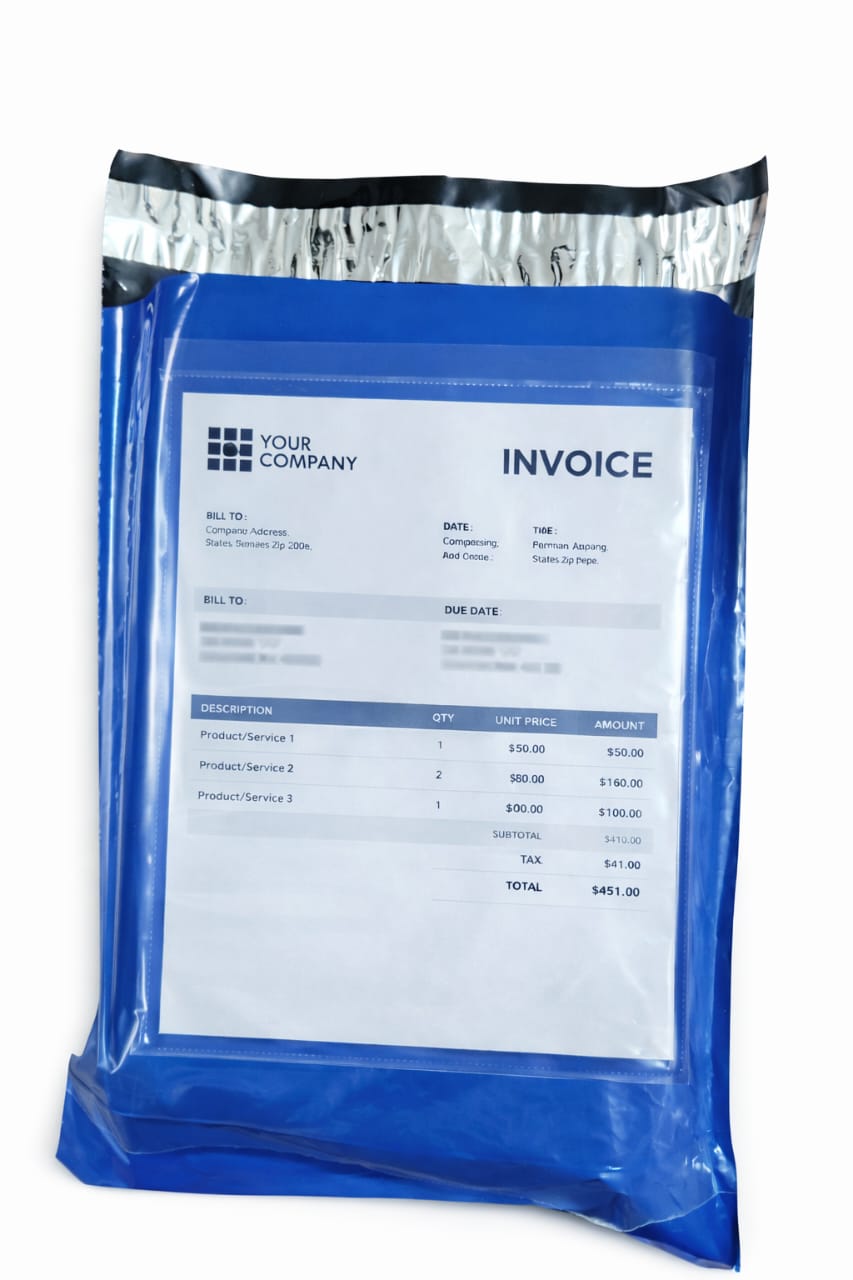 Blue Plain Tamper Proof Courier Bag with Pocket