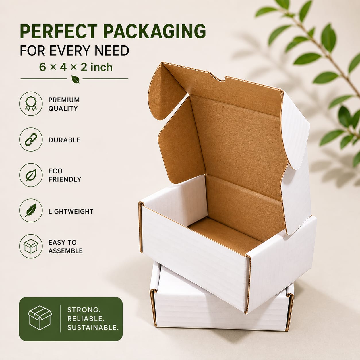 White Flap Boxes Corrugated Packaging Boxes in 3 ply Virgin Kraft