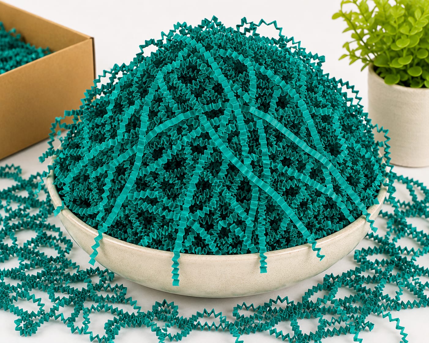 DARK CYAN GREEN PAPER SHREDDED